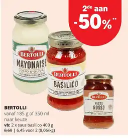 Spar BERTOLLI saus basilico 400 g aanbieding