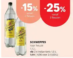 Spar SCHWEPPES indian tonic 1,5 L aanbieding