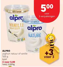 Spar ALPRO yoghurt natuur of vanille 500 g aanbieding