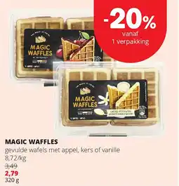 Spar MAGIC WAFFLES gevulde wafels met appel, kers of vanille aanbieding