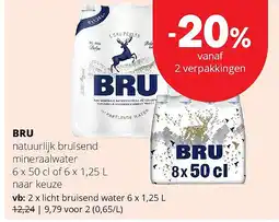 Spar BRU licht bruisend water 6 x 1,25 L aanbieding