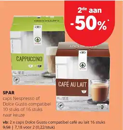 Spar SPAR caps Dolce Gusto compatibel café au lait 16 stuks aanbieding
