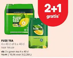 Spar FUZE TEA green tea 4 x 40 cl aanbieding