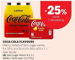 Spar COCA-COLA FLAVOURS zero sugar lemon 6 x 1 L aanbieding