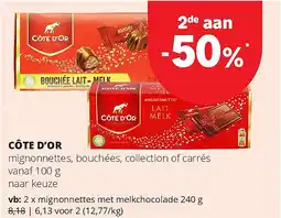 Spar CÔTE D’OR mignonnettes met melkchocolade 240 g aanbieding