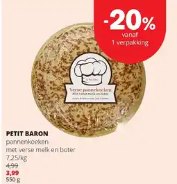 Spar PETIT BARON pannenkoeken met verse melk en boter aanbieding