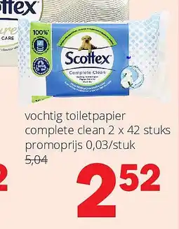 Spar SCOTTEX vochtig toiletpapier complete clean 2 x 42 stuks aanbieding