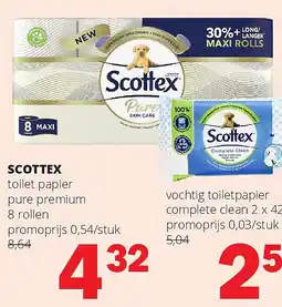 Spar SCOTTEX toilet papier pure premium 8 rollen aanbieding