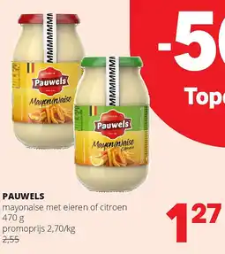 Spar PAUWELS mayonaise met eieren of citroen 470 g aanbieding
