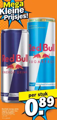 Albert Heijn Red Bull energy drink regular of sugar free aanbieding