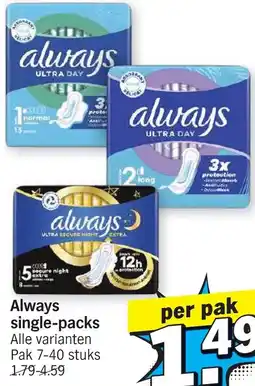 Albert Heijn Always single-packs aanbieding