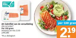 Albert Heijn AH Zalmfilet van de versafdeling aanbieding