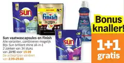 Albert Heijn Sun vaatwascapsules en Finish aanbieding