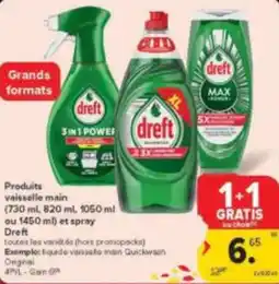 Carrefour Market Produits vaisselle main et spray Dreft aanbieding