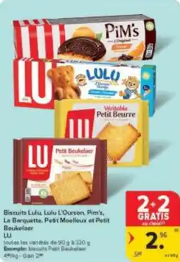 Carrefour Market Biscuits Ludu, Lulu L'Ourson, Pim's, La Barquette, Petit Moelleux et Petit Beukelaer LU aanbieding