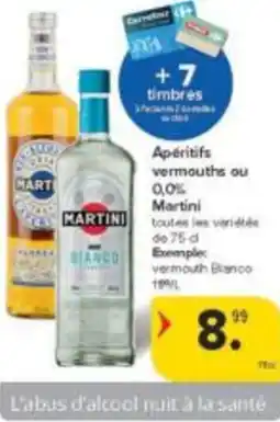 Carrefour Market Apéritifs vermouths ou 0,0% Martini aanbieding
