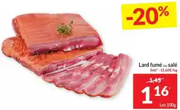 Intermarché Lard fumé ou salé aanbieding
