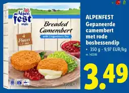 Lidl Alpenfest Gepaneerde camembert met rode bosbessendip aanbieding