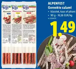 Lidl Alpenfest Gerookte salami aanbieding