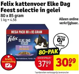 Kruidvat Felix kattenvoer Elke Dag Feest selectie in gelei aanbieding