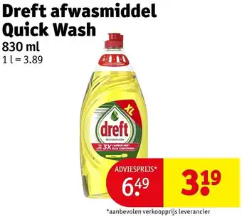 Kruidvat Dreft afwasmiddel Quick Wash aanbieding