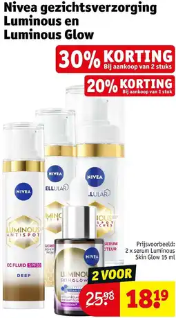 Kruidvat Nivea gezichtsverzorging Luminous en Luminous Glow aanbieding