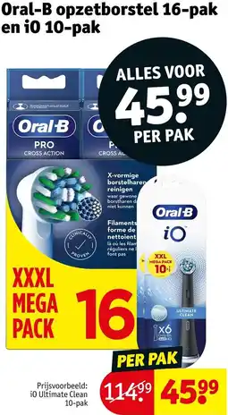 Kruidvat Oral-B opzetborstel 16-pak en i0 10-pak aanbieding