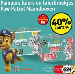 Kruidvat Pampers luiers en luierbroekjes Paw Patrol Maandboxen aanbieding