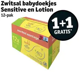 Kruidvat Zwitsal babydoekjes Sensitive en Lotion aanbieding