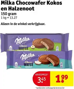 Kruidvat Milka Chocowafer Kokos en Halzenoot aanbieding