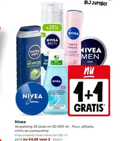 Jumbo Nivea Verpakking 25 stuks en 50-500 ml aanbieding