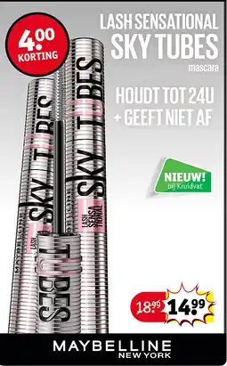 Kruidvat MAYBELLINE NEW YORK LASH SENSATIONAL SKY TUBES mascara aanbieding