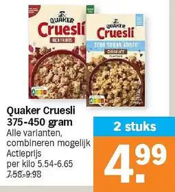 Albert Heijn Quaker Cruesli 375-450 gram aanbieding