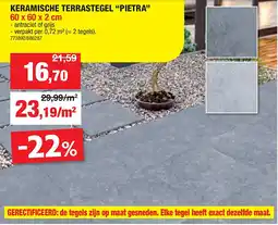 Hubo KERAMISCHE TERRASTEGEL “PIETRA” 60 x 60 x 2 cm aanbieding