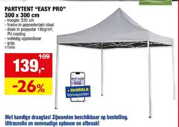 Hubo PARTYTENT “EASY PRO” 300 x 300 cm aanbieding