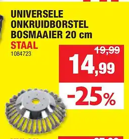 Hubo UNIVERSELE ONKRUIDBORSTEL BOSMAAIER 20 cm STAAL aanbieding