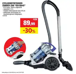 Hubo CYCLOONSTOFZUIGER ZONDER ZAK “DO1084S” aanbieding