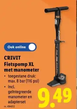 Lidl Fietspomp XL met manometer aanbieding