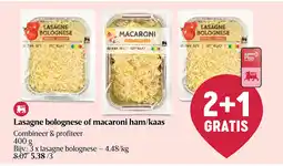 Delhaize Lasagne bolognese of macaroni ham/kaas aanbieding