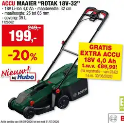 Hubo Accu maaier rotak 18V-32 aanbieding