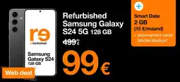 Orange Refurbished Samsung Galaxy S24 5G 128 GB aanbieding