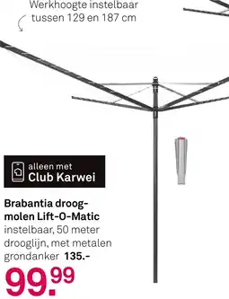 Karwei Brabantia droogmolen Lift-O-Matic aanbieding