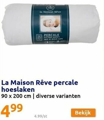 Action La maison rêve percale hoeslaken aanbieding