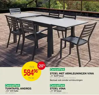 Central Park Tafel + Stoel set