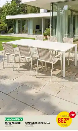 Brico Central Park Tafel + 6 Stoelen aanbieding