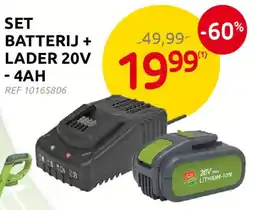Brico Set batterij + lader 20v 4ah aanbieding
