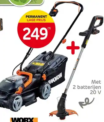 Grasmaaier + grastrimmer op batterij wg927e