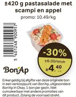 Bon Ap pastasalade met scampi en appel aanbieding
