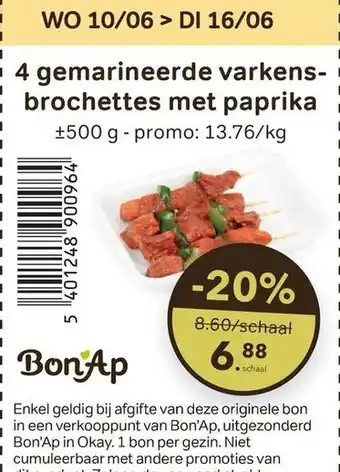Bon Ap 4 gemarineerde varkens brochettes met paprika aanbieding