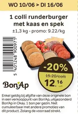 Bon Ap 1 colli runderburger met kaas en spek aanbieding